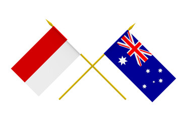 Flags, Australia and Indonesia
