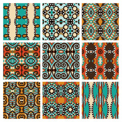set of different seamless colored vintage geometric pattern, tex