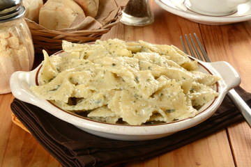 Farfalle pasta with basil pesto