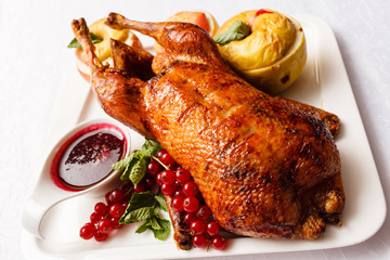 Garnished roasted turkey