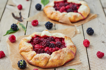 Homemade pie (galette) with berries