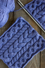 Knitted square plaid pieces