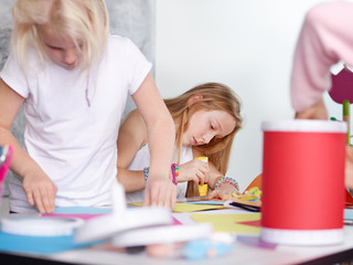 Kids making lamps for St. Martins Day