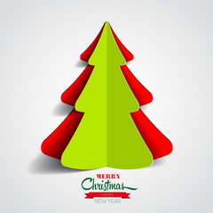 Creative paper Christmas tree on white background. simple vector