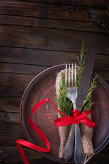 Christmas table setting.