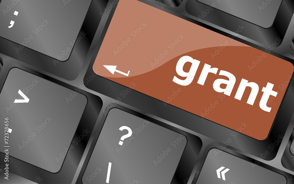 Poster computer keyboard button with grant button