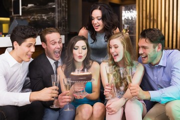 Attractive friends celebrating a birthday