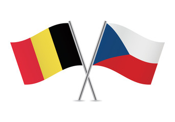 Czech and Belgian flags. Vector illustration.