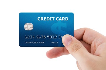 Hand holding plastic credit card