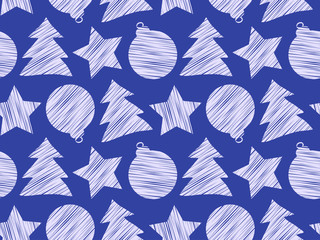 Christmas seamless vector pattern on blue background