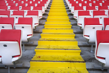 Tribunes, steps and chairs at stadium 