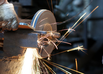 metal sawing close up