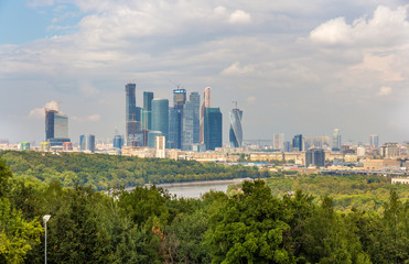 View of Moscow-City from Sparrow Hills park