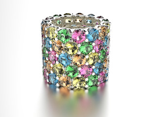 Ring with  different color gemstone. Jewelry background