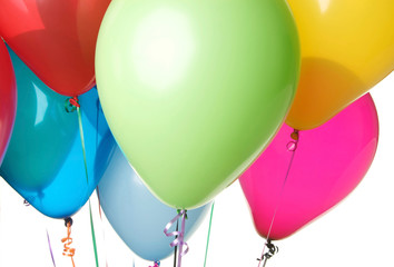 Close up of Colorful Balloons on a White Background