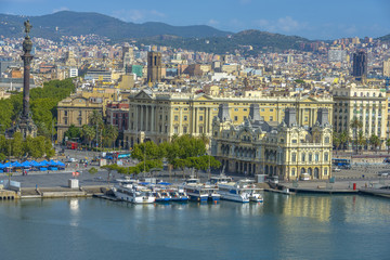 Barcelona port view from the air, Spain