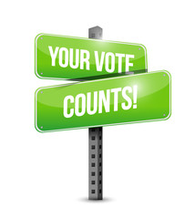 your vote counts road sign illustration