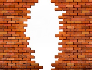 Vintage brick wall background with hole. Vector