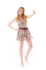 model isolated positive attitude thumbs up