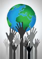 Hand Holding World and globe hands idea