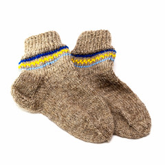 Woolen socks isolated on white