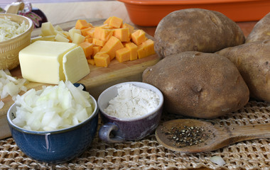 Potato Cheese Soup Or Casserole Food Ingredients