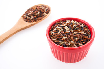 Rice brown isolated on white background