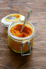 Eastern spice turmeric in a jar