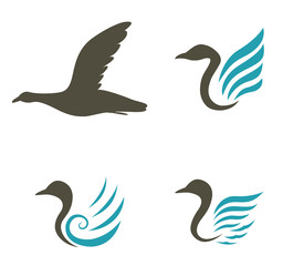 Swan icons isolated on white background