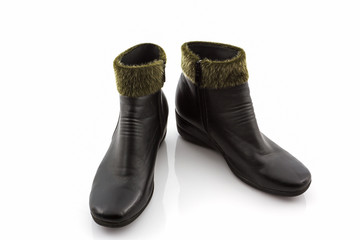 Black Fluffy woolly warm boots.