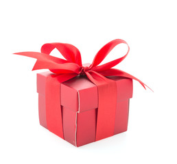 Red gift box isolated on white background