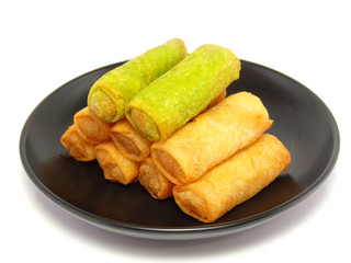 fried chinese traditional spring rolls food