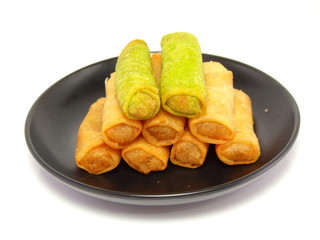 fried chinese traditional spring rolls food