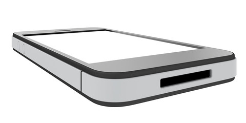 phone with blank screen isolated on white background.