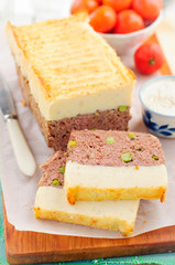 Meatloaf Topped with Cheesy Mashed Potato