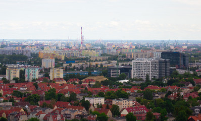 View from tower on residential areas in Gdansk