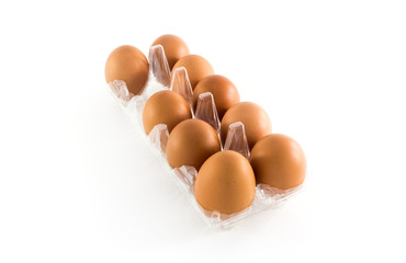 Egg plastic package isolated on white