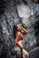 beautiful girl posing in the water