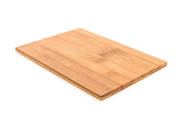 Wooden cutting board isolated on white background