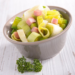 leek cooked with bacon