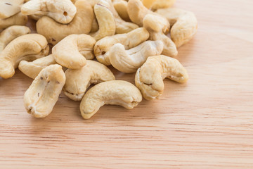 cashew on wood background