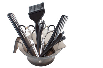 A Set of Hairdresser's Accessories Isolated. Stock Image.