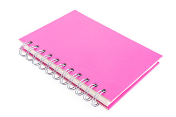 Pink note book isolated on white background