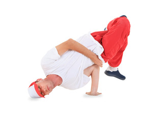 Teenager dancing break dance in action