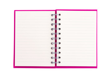 Pink note book isolated on white background