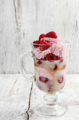 Raspberry layer dessert
