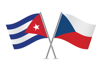 Czech and Cuban flags. Vector illustration.