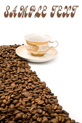 grains and cup of coffee