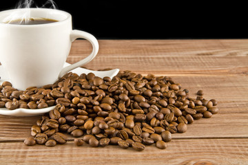 cup of coffee with grains