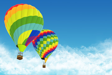 Obraz premium Beautiful Hot Air Balloons against a deep blue sky.